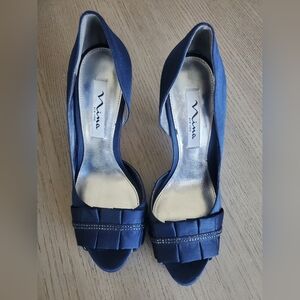 Nina Women's Blue Satin Heels